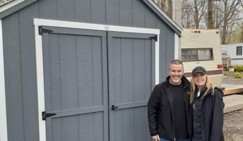 Painted Cottage Storage Shed with Double Doors and window