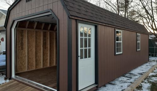 loft portable garage chocolate brown with dark chocolate brown trim