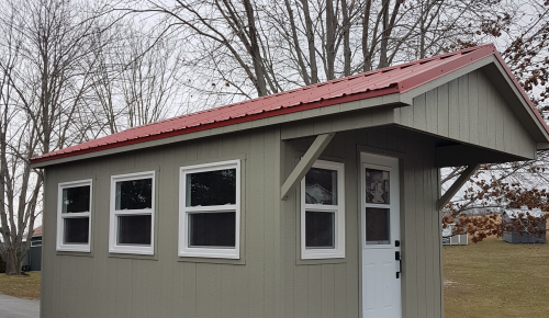 10x16 Bunkie with Porch Overhang, Without a Permit