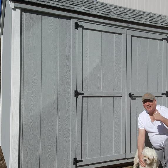 Cottage storage shed 6x10 door in side