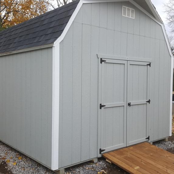 highwall gambrel barn style roof storage shed grey ontario