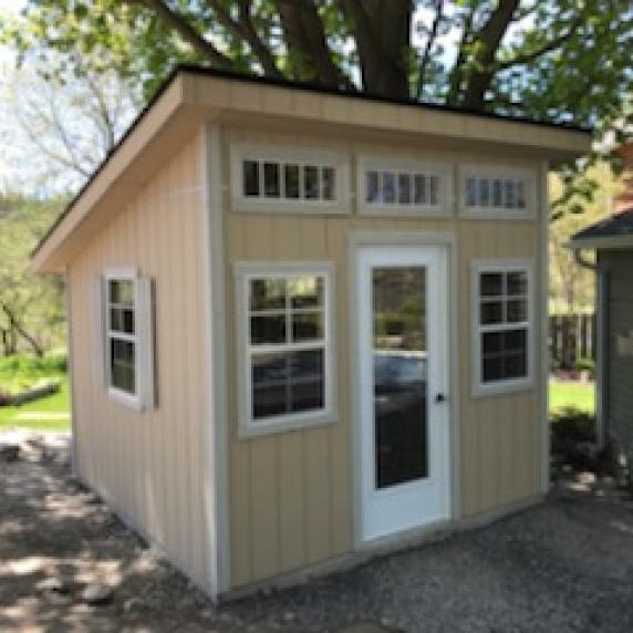Lean-to style shed beige pool house ontario