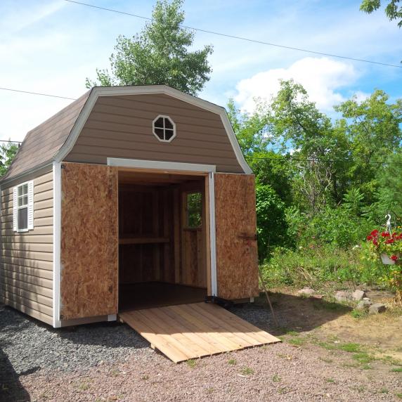 vinyl gambrel barn style roof storage shed kingston ontario