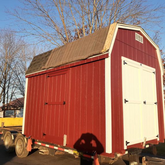 highwall gambrel barn style roof storage shed ready for delivery