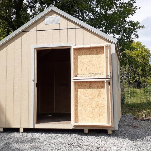 Wooden storage shed single door